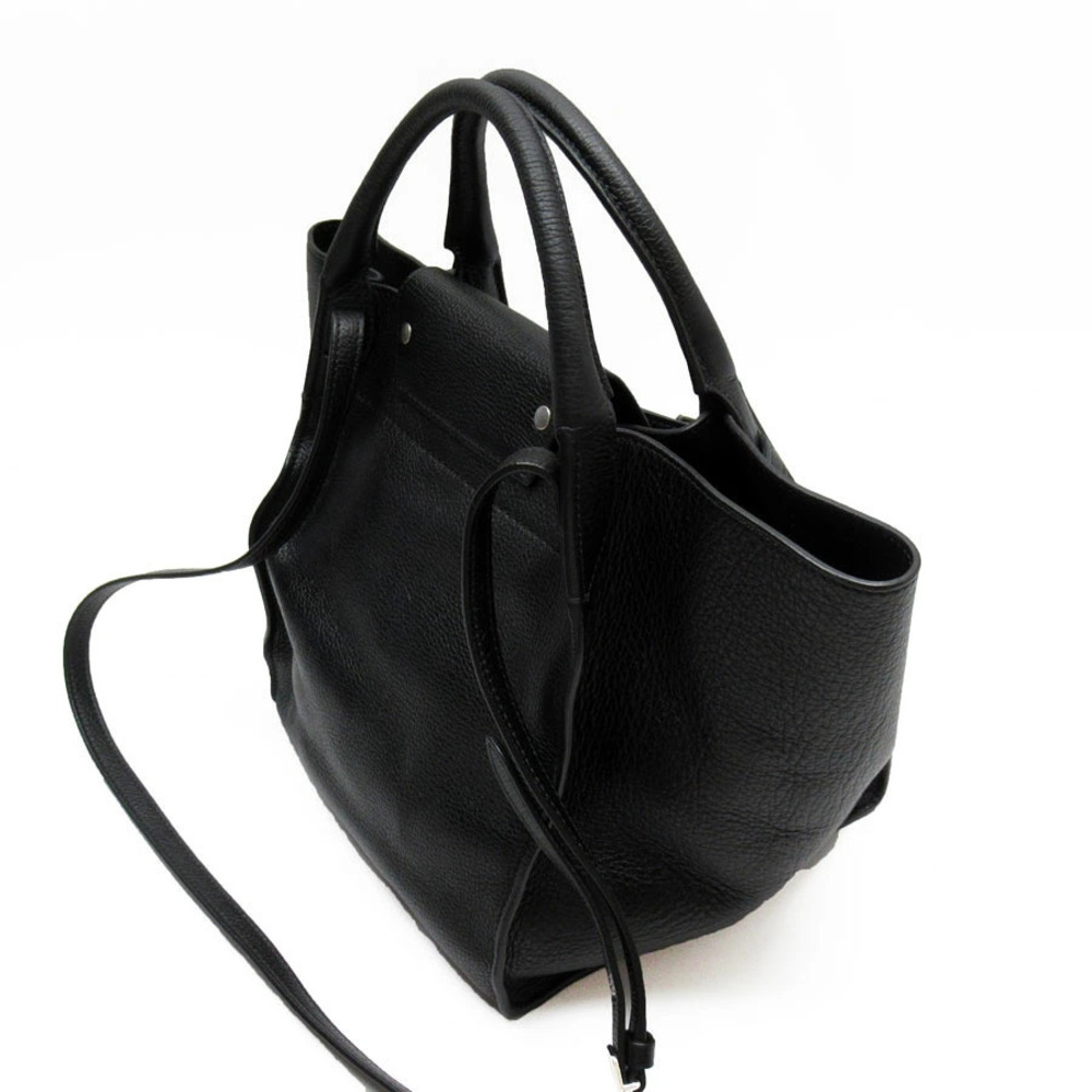 Celine Shoulder 2way Silver Black Bag Leather Big
